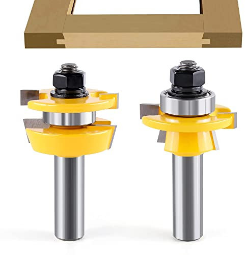 Shaker Rail and Stile Router Bits, Newdeli 1/2 Inch Shank Tongue and Groove Router Bit, Professional Carbide Milling Cutters for Woodworking for Cabinet Door