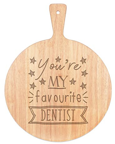 You' Re Mi Favorito Dentista Stars Pizza Tabla Paleta Bandeja Mango Redondo de Madera 45x34cm