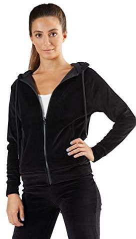 Leela Cotton Damen Nicky Kapuzenjacke Bio-Baumwolle Jacke Hoodie Kapuzenpullover1271 (S, Schwarz)