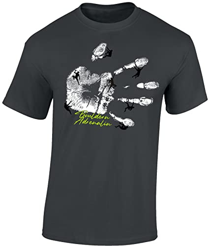 Baddery T-shirt pour homme « Bouldern Adrenaline », gris foncé, M