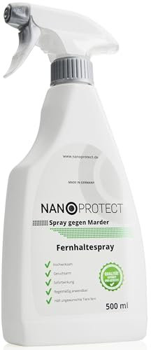 Nanoprotect Spray gegen Marder | 0,5 Liter Marderspray | Hochwirksame Marderabwehr für Auto, Garage oder Dachboden | Schnell- und Langzeiteffekt | Marderschreck