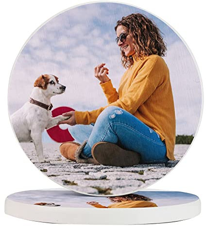 personalisierter Foto-Untersetzer, individuelle Diatomit Untersetzer für Getränke mit eigenem Foto/Text, Eigenen Bierdeckel selbst gestalten, Geschenk für Geburtstag, Jahrestag, 2er Set
