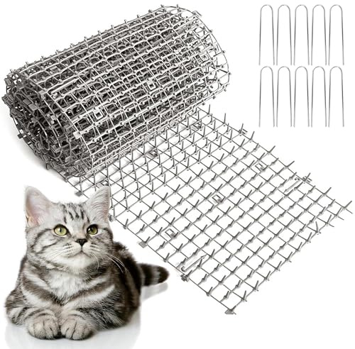 ohlela Cat Scat Mat for Cats - 6.5ft (2 Pack) Pet Deterrent Mat with 12 Garden Staples, 1 Inch Spike is Effective for Cat Repellent Indoor & Outdoor. Pet Training Tool to Keep Cats Away