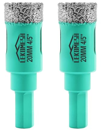 Diamond Core Drill Bits 2pcs-20MM - LEKOMESH Tile Hole Saw with Triangle Shank for Porcelain Tile Ceramic Granite Marble Masonry Stone,Vacuum Brazed Diamond Drill Bits