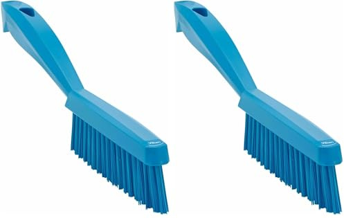 Vikan 41953 Slim, Stiff Bristles, Washing/Sweeping, Hand Brush, Fabric, Upholstery, Carpet, 300mm (Blue) (Pack of 2)