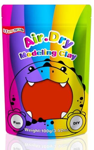iFergoo Lufttrocknende Knete Ultra Light, Modelliermasse Selbsthärtend, Kreative Magische Clay für Kinder, DIY Bastelset, Geschenk für Jungen & Mädchen ab 3 Jahren 100g / 3.52oz (Rote Knete)
