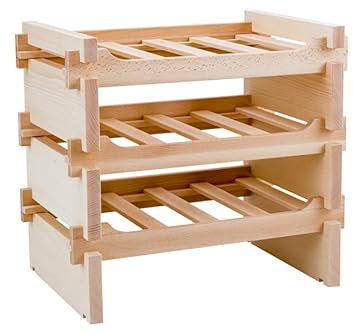 NAJDER Weinregal aus Holz für 12 Flaschen (3x4) Nove, stabiles Flaschenregal in Gastronomiequalität, modular erweiterbar, maximaler Flaschendurchmesser 10 cm, Naturholzfarbe, Maße: 52,8x48x35 cm