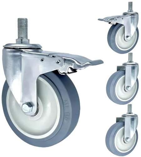 Lenkrollen Mit Gewinde Vorbau M20 M16 M14 × 30mm - Leise Gummi Ersatz Rollen 75mm 100mm 125mm Rollen Für Möbel 4 Stück 2 Mit Bremsen, 2 Ohne Bremsen, Für Trolleys, DIY, Speisewagen