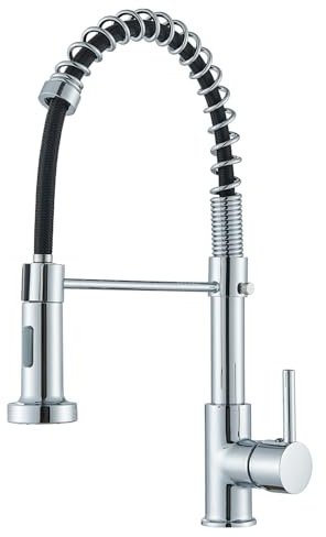 TVTIUO Robinet de cuisine avec douchette extractible, poignée unique rotative à 360° en acier inoxydable à haute pression (galvanoplastie)