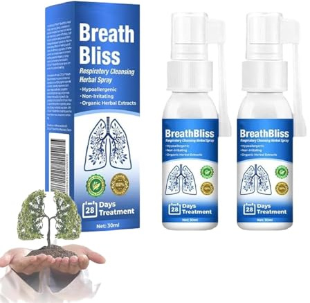 BreathBliss Atemreinigungs-Kräuter-Lungenspray, pflanzliches Lungenreinigungsspray, zur Unterstützung der Lunge und der Atemwege (2 Stück)