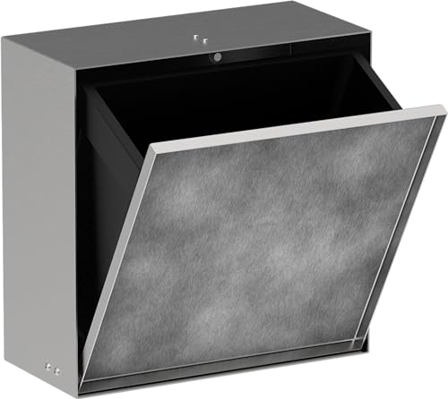 hansgrohe XtraStoris Rock - recessed Bathroom bin with tileable Door, Bathroom Wall Niche 300 x 300 x 140 mm, recessed Bathroom Waste bin, Bathroom Accessory, Brushed Stainless Steel, 56090800