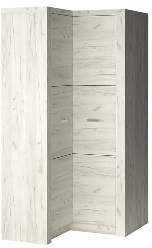Lomadox Eckkleiderschrank Kleiderschrank Garderobenschrank Schlafzimmerschrank Hängeschrank Wardrobe modern in weiß
