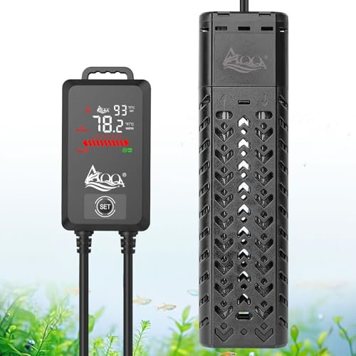 AQQA Aquarium Heater,800W Submersible Fish Tank Heater,with Over-Temp Protection & Explosion-Proof Quartz Glass,Submersible Aquarium Heater with LED Thermostat Controller,for Fish Tank 300-870L