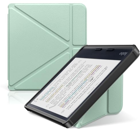TiMOVO Custodia per Kobo Libra Colour 7 Pollici (Modello: N428), Guscio Protettivo Sottile per Kobo Libra Clara, Custodia per Tablet Leggera e Sottile con Supporto Resistente all'Acqua, Verde Agave