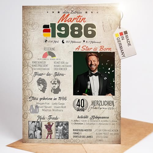 myDreamwork Premium Geburtstagskarte zum 40. Geburtstag - Geschenke zum 40 Geburtstag - Geburtstag 40 Mann, Geburtstag 40 Frau - Geburtstagskarte 40 Jahre - 1986 Geschenkidee (DIN-A5)