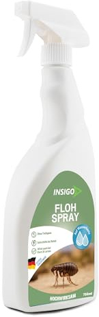 INSIGO Flohspray für Wohnung und Möbel 750ml - Abwehrspray gegen Flöhe mit Sofortschutz - Floh-Spray für Hunde und Katzen - Flohmittel hochwirksam & laborgeprüft