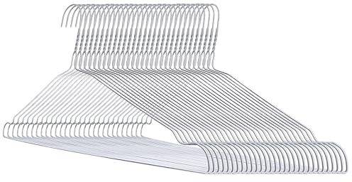 BEDOMUS 30 Kleiderbügel aus Metall, strapazierfähig, verzinkt, rutschfest, dünn, für Kleiderschrank, Saison