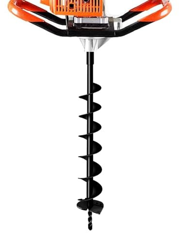 LONGRUNNEW Garden Auger Drill, 4 Manual Fence Post Earth Auger Drill with Sharp Thick Blades,31.5 inch Soil Digger for Rapid Garden Planting Bulb, Seedling, Post Hole