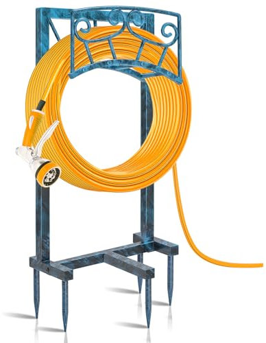Gouisalin Gartenschlauchhalter, robuster Metall-Wasserschlauchhalter, Schlauchständer mit 5 Spikes, freistehendes Schlauchaufbewahrungsregal, Schlauchaufhänger hält 45,7 m Schlauch für Außenbereich