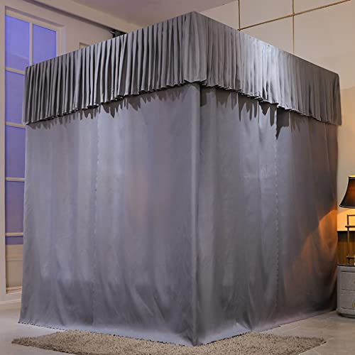 Princess Baldachin Bettvorhänge Stilvolle 4 Eckpfosten Baldachin Vorhänge für Twin/Queen/King Size Bett Ideal für Erwachsene und Mädchen Schlafzimmer Dekoration Grau 2 California King
