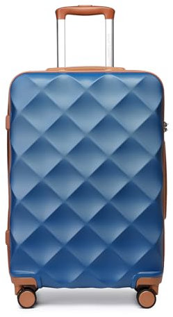 British Traveller Mittelgroßer Koffer 64x43x26.5 cm Leichter Reisekoffer aus ABS+PC mit TSA-Schloss, 4 Rollen Koffer Trolley