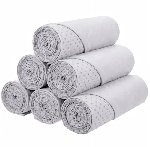 Soulchen 6 Pack Hot Yoga Towel Bulk with Grip Dot Non Slip 72 x 24 Microfiber Yoga Mat Soft Sweat Absorbent Pilates Blanket Mat Towel for Exercise Fitness Accessories Workout Gym(Gray)