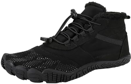 Generisch Winter Large Size Men Women Non-Slip Waterproof Warm Plush Snow Boots Five Toe Outdoor Sports Cycling Hiking Cotton Shoes, black, 9 UK