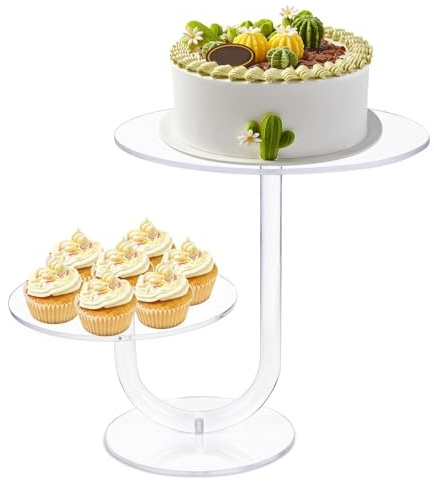 Supporto Per Torte A Piani,Porta Cupcake Per Esposizione Cibo In Acrilico A Due Piani,Albero Per Dolci Display Con Supporto Per Torte | Per Compleanni Anniversari Baby Shower Celebrazioni