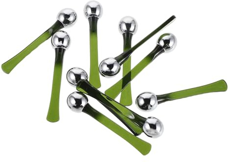 ULTECHNOVO 10 Stück Metall Augencreme Applikator mit Grünem Griff Massage Stick gegen Schwellungen Präziser Lotion Applikator für Empfindliche Haut Mobiles Beauty Tool für Gesichtspflege
