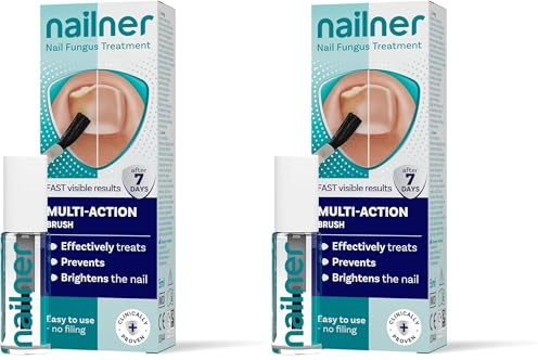 Nailner Fungal Nail Treatment Brush Extra Strong 5ml - 2in1 Treat & Prevent Toe Nail Fungus - Treat Antifungal Nail Infection - Clinically Tested & Fast Results (Pack of 2)
