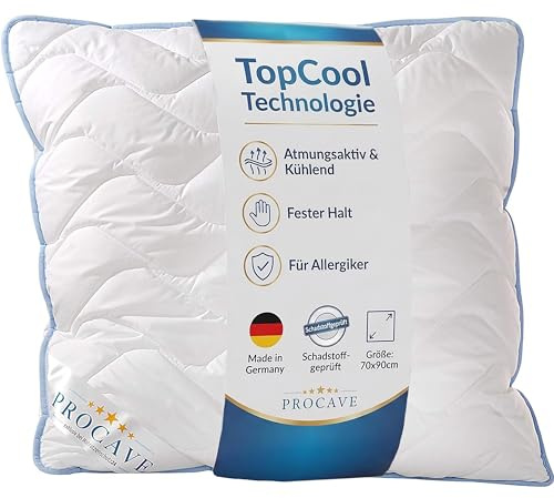 PROCAVE TopCool Kopfkissen Kochfest 70x90 cm Qualität Atmungsaktiv Kissen für Allergiker Winter- und Sommerkissen 100% aus Deutschland