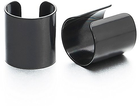 2 Pezzi Nero Clip-on Orecchini a Cerchio, Orecchini da Uomo Donna, Ear Cuff, Acciaio Inossidabile