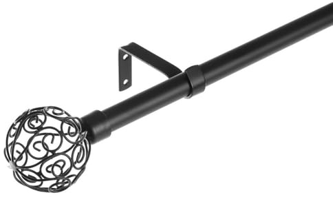 LOLAhome Barra Cortina Extensible Negra de Metal de 120 a 210 cm