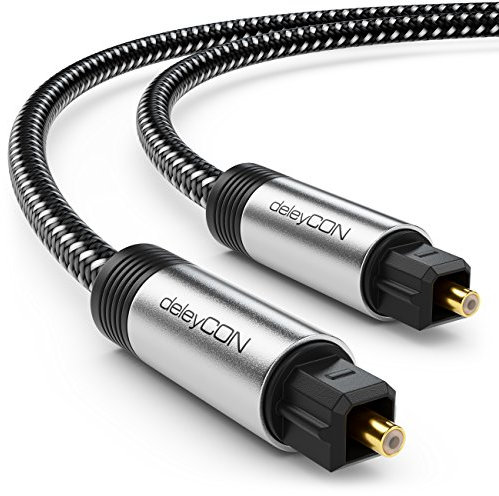 deleyCON 15m Toslink Kabel Optisches Digital Audio Kabel mit Metallstecker & Nylon Mantel - SPDIF Lichtwellenleiter Kabel