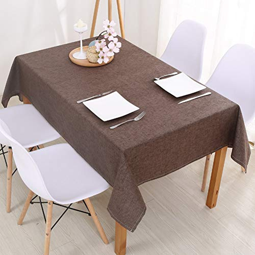 Naturer Modern Leinenoptik Tischdecke Wasserabweisend Tischwäsche Lotuseffekt Tischtuch 100x160 Leinen Baumwolle für Küche, Esszimmer, Garten, Balkon oder Camping, Braun