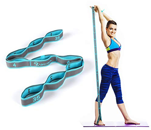 DEHUB Yoga Set, Stretch Gurt Mit 8 Schleifen, Waschbarer, Leicht Zu Tragender Und Hochelastischer Gymnastik-Gurt, Ideal Stretching Band Für Heißes Yoga