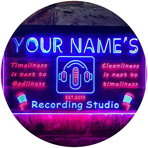 ADVPRO Personalized Your Name Est Year Theme Recording Studio On Air Dual Color LED Barlicht Neonlicht Lichtwerbung Neon Sign Rot & blau 600 x 400mm st6s64-qm1-tm-rb
