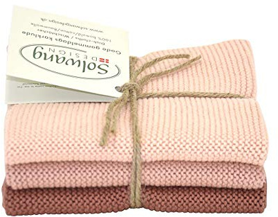 Solwang Putzlappen 3er Set, gestrickte Wischtücher aus Baumwolle (Pfirsich Kombi)