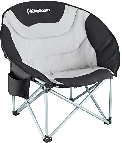 KingCamp MoonChair XL Camping Klapp Stuhl Garten Falt Sessel Kühltasche 150 kg Black/Light Grey