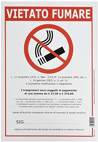 EDIPRO - E9204/1-20 Cartelli Vietato fumare cartoncino patinato grammi 350 f.to 29,7x21