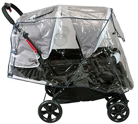 BAMBISOL | Habillage Pluie Poussette Double | Transparent | Protection Imperméable & Anti-Vent | Ventilation Latérale avec Rabat | Mise en Place Facile Bandes Agrippantes | Lavable à la Main