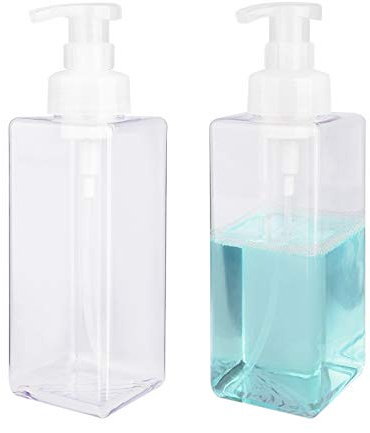 UUJOLY Foaming Soap Dispenser 650ml (22oz) Refillable Plastic Pump Bottle for Liquid Soap, Shampoo, Body Wash (2 Pcs) (Clear)
