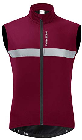 YOJOLO Maillot Cyclisme Hommes Gilet Cyclisme Veste Polaire Hiver Imperméable Coupe-Vent Haute Vis Réfléchissant Chaud VTT Vélo Descente Hauts sans Manches Gilet Course,Rouge,XL