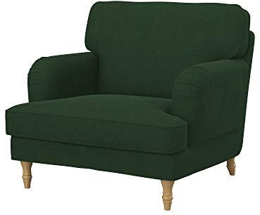 Soferia Sesselschoner Kompatibel Mit STOCKSUND Sessel Sesselbezug Sesselüberzug Sesselhusse Cover Einfache Reinigung Allergiefrei Wasserabweisend Majestic Velvet Flasche grün