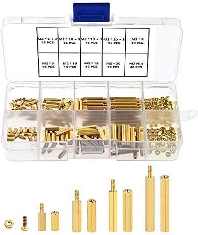 YIXISI 200 Stück M2 Messing Männlich Weiblich Sechskantschrauben Mutter Sortiment Kit, für PCB Motherboard Spacer