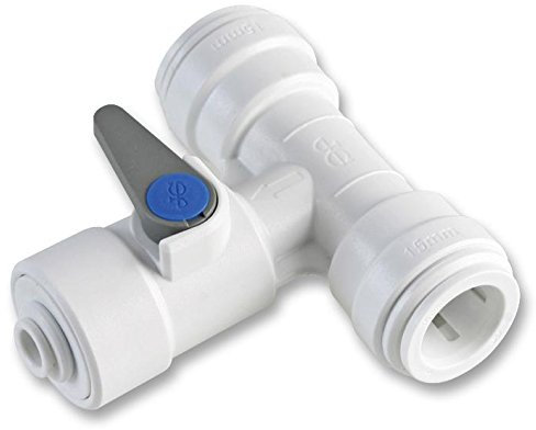 John Guest Stop Valve, TEE', 15MM-15MM-1/4 | Fittings Push FIT PIPEWORK, 1 X Qty - ASV3