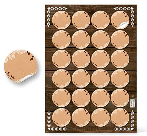 Logbuch-Verlag 24 runde Kraftpapier Etiketten leere blanko Aufkleber Namensaufkleber zum Beschriften 4 cm