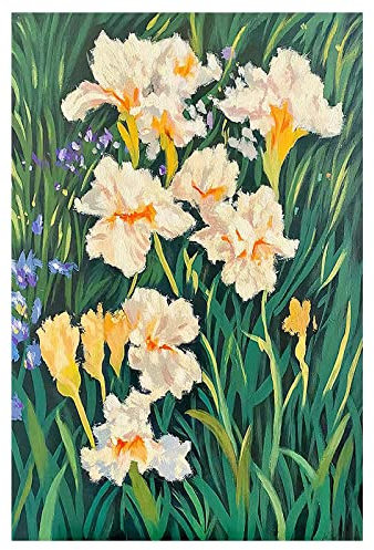 Acrylbilder,Moderne Abstrakte Grüne Pflanze Blätter Taglilie Blume Pflanze Kunstwerk Rahmenlose Original Handgemalte Ölgemälde Auf Leinwand Wandkunst Für Wohnzimmer Schlafzimmer Büro Wohnkultu
