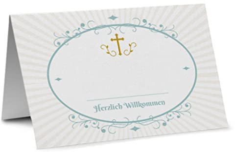 Partycards Tischdeko Konfirmation Kommunion Taufe - 50 Stck. Tischkarten A7 - Tischkarten Konfirmation, Platzkarten Konfirmation - Für Katholische, Evangelische, Christliche Anlässe