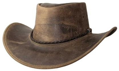 Black Jungle Kimbolton Lederhut aus Echtleder, Westernhut, Australienhut, Cowboyhut, Unisex, Braun/Schwarz/Tan